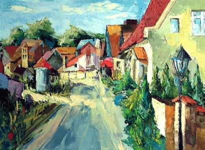 Szamocin - plebania - 80 cm x 61 cm; olej